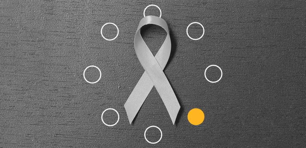 imagem de uma fita na cor cinza, simbolizando o conscientização da doença de Parkinson