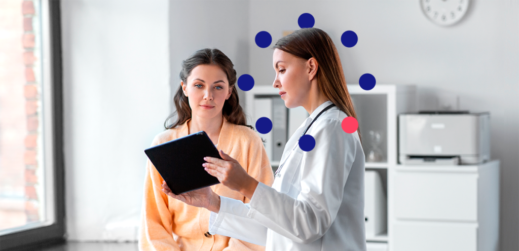 Imagem de uma mulher fazendo uma consulta médica para representar: Dia internacional da luta contra a endometriose: o que você precisa saber sobre?