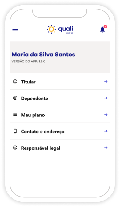Página para alterar dados do benefciário.